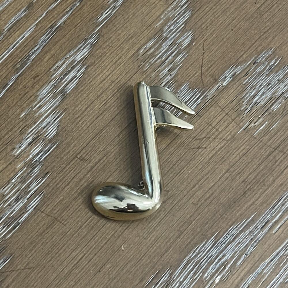 Vintage Gold Tone Musical Note Brooch Pin Treble Clef Music Lover‎ Jewelry Gift